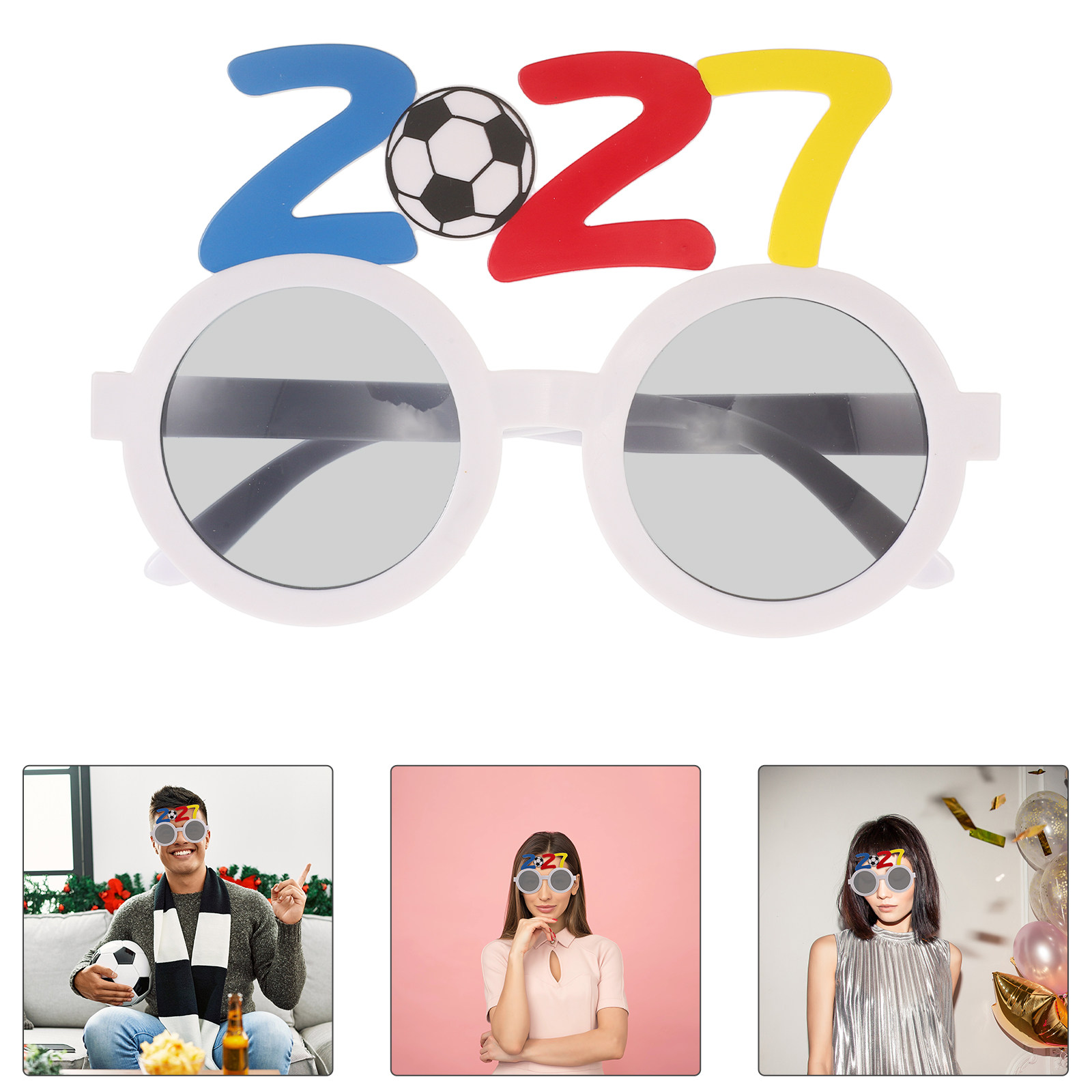 Photo Booth Frame - แว่นตาปาร์ตี้ฟุตบอล 2 ชิ้น รุ่น 2027 กรอบตัวเลขหลากสี