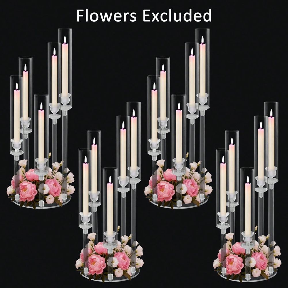 Centerpiece Stick - เชิงเทียนอะคริลิก 5 แขนสำหรับตกแต่งโต๊ะงานแต่งงาน, เชิงเทียนใสขนาด 22.6 นิ้วสำหรับตกแต่งโต๊ะ