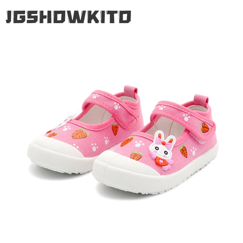 Cotton Candy Cone - JGSHOWKITO หญิงผ้าใบรองเท้านุ่มกีฬารองเท้าเด็กรองเท้าผ้าใบ Candy การ์ตูนกระต่ายแครอทพิมพ์เด็ก