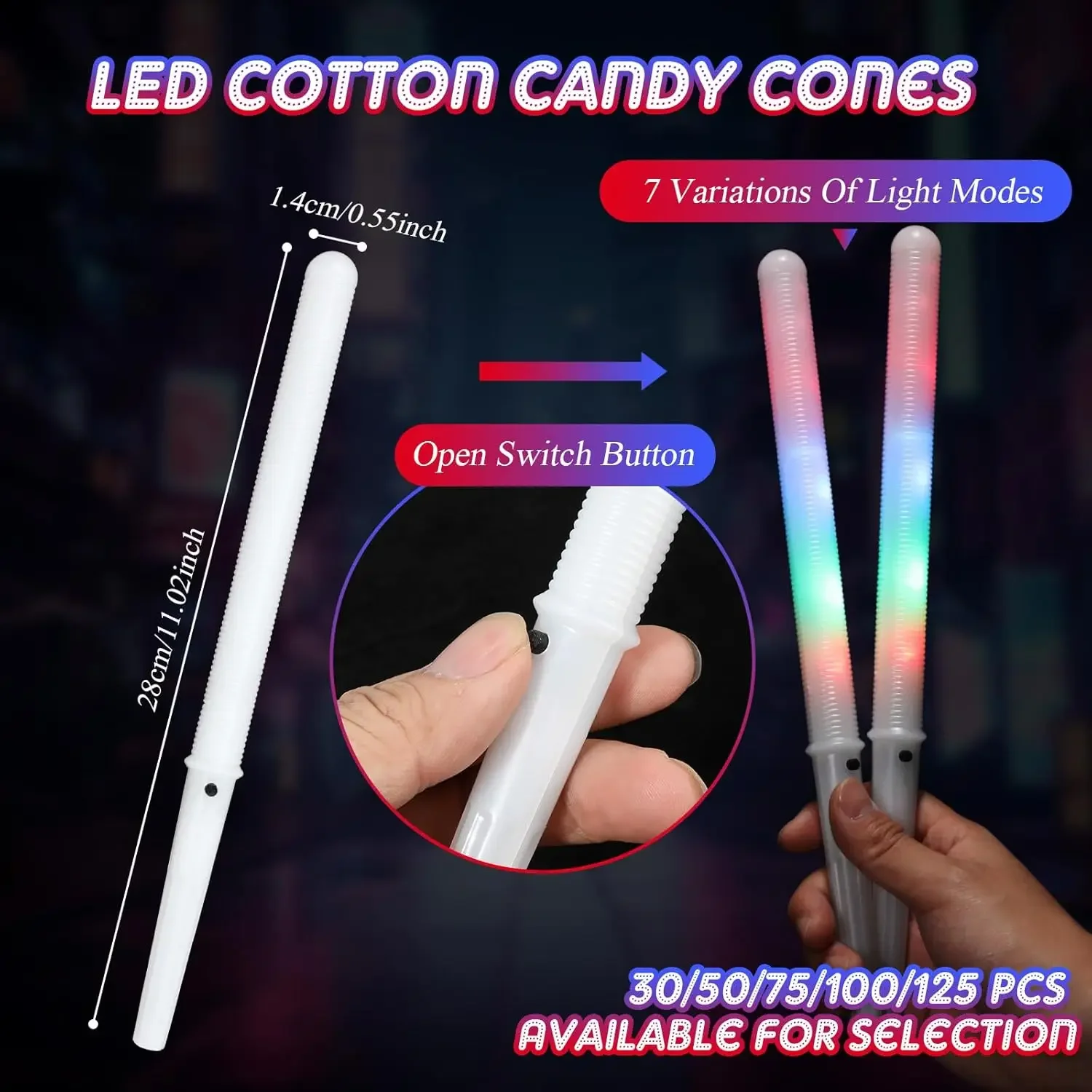 10/30 ชิ้น ไฟ LED รูปทรงกรวยสา - Cotton Candy Cone บทวิจารณ์และราคา